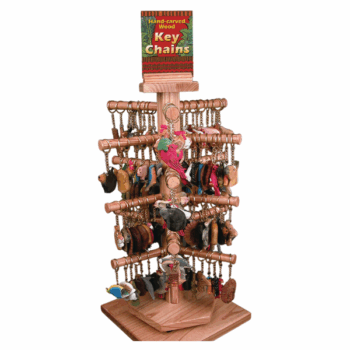 Carved Wood Key Chain Revolving Counter Tree Merchandising Deal