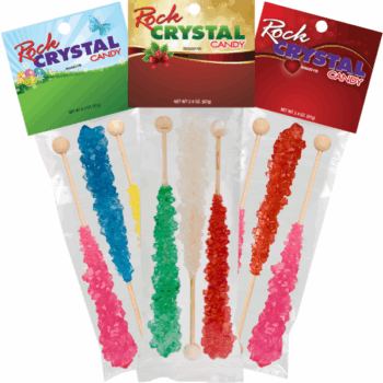 Custom Imprinted Rock Crystal Candy 3 Stick Peg Bags